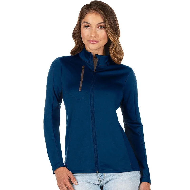 Antigua Women's Navy/Carbon Generations Full Zip Up Jacket Rayon Jacket Velvet Jacket Corduroy Jacket