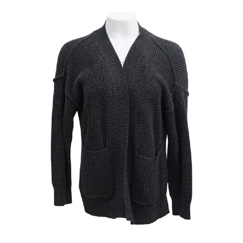 Gray Solid Cardigan Sweater Solid Color Striped Floral Print