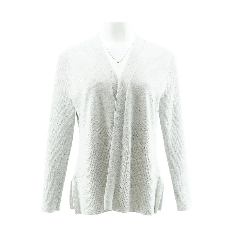 Gray Solid Cardigan Sweater Chenille Blend Fleece Blend Nylon Blend