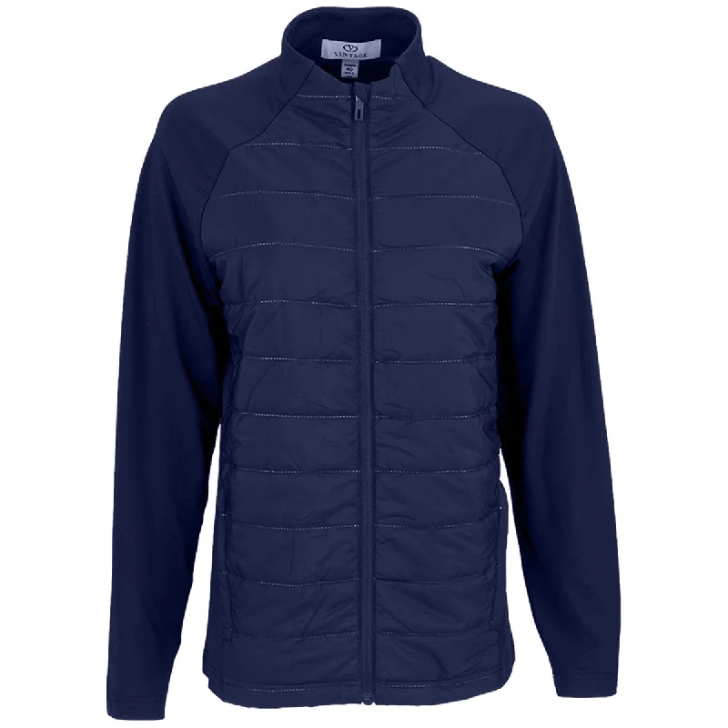 Vansport Women's Navy Ninja Jacket Stand-Up Collar Roll-Neck Collar Turtle Neck