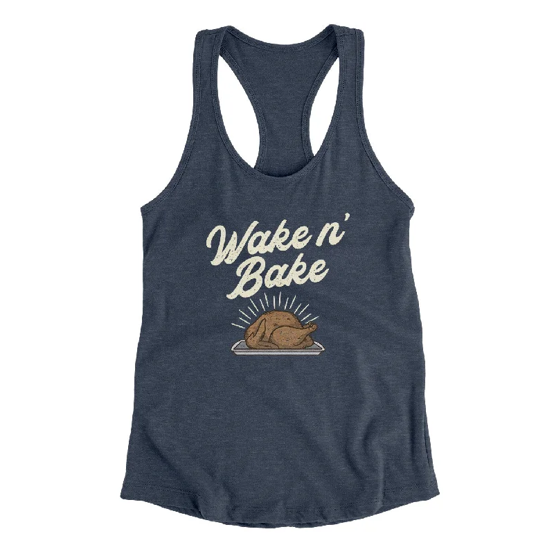 Wake 'N Bake Funny Thanksgiving Women's Racerback Tank essential tank top