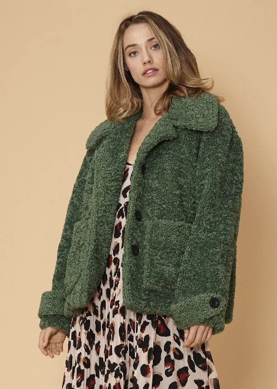 Women's Shearling Coat in Fallforest Blazer Duffle Coat Pea Coat