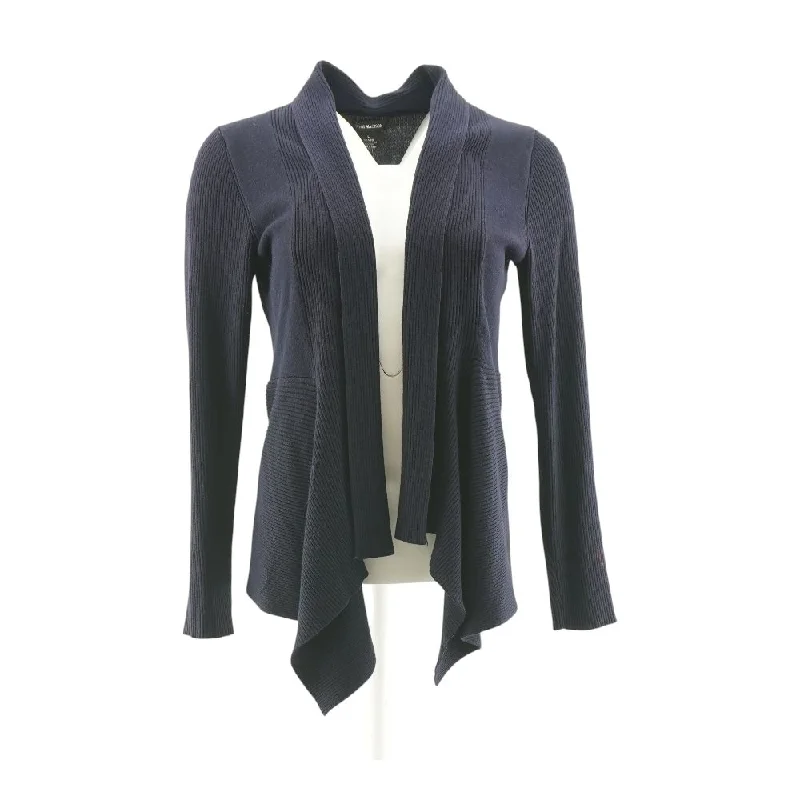 Navy Solid Cardigan Sweater Modern Contemporary chic
