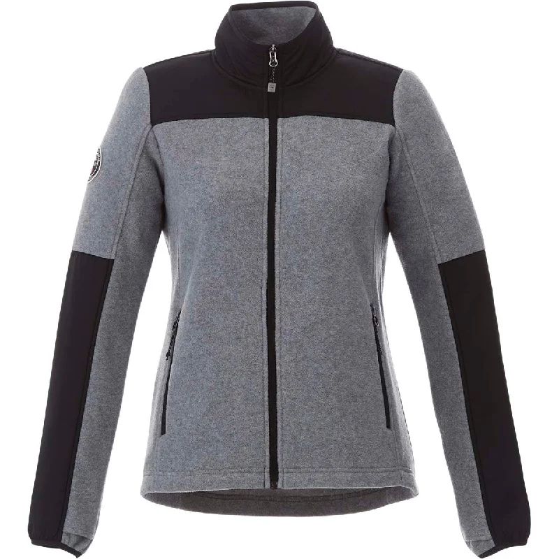 Roots73 Women's Charcoal Mix/Black Briggspoint Jacket Toggled Jacket Drawstring Jacket Belted Jacket
