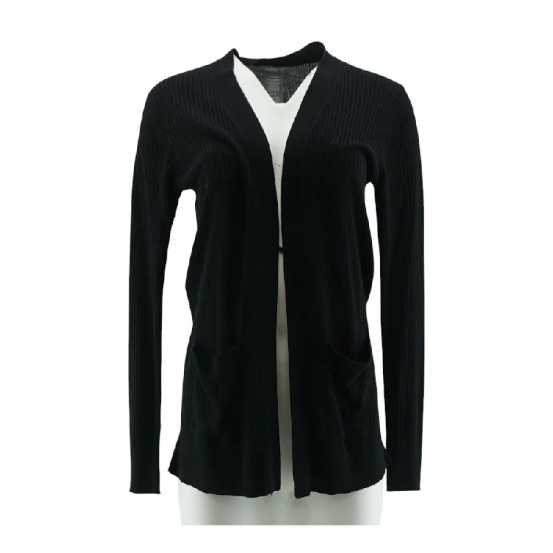 Black Solid Cardigan Sweater Anti-Pilling Anti-Shrink Durable
