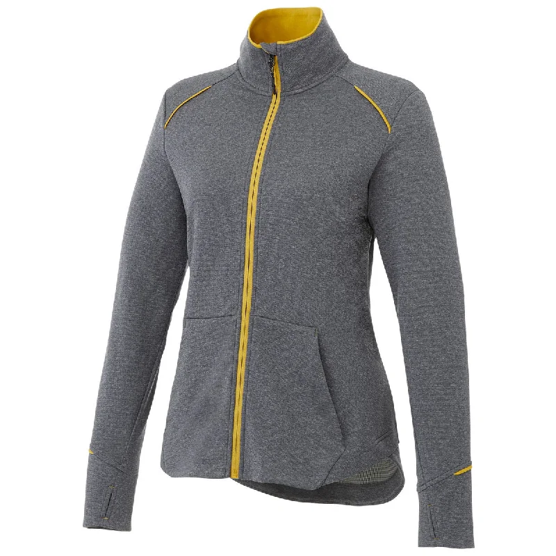 Elevate Women's Yellow/Heather Charcoal Tamarack Full Zip Jacket Cotton Jacket Linen Jacket Terry Jacket