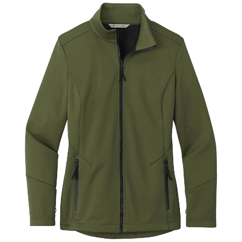 Port Authority Women's Olive Green Collective Tech Soft Shell Jacket Print Jacket Jacquard Jacket Embroidered Jacket