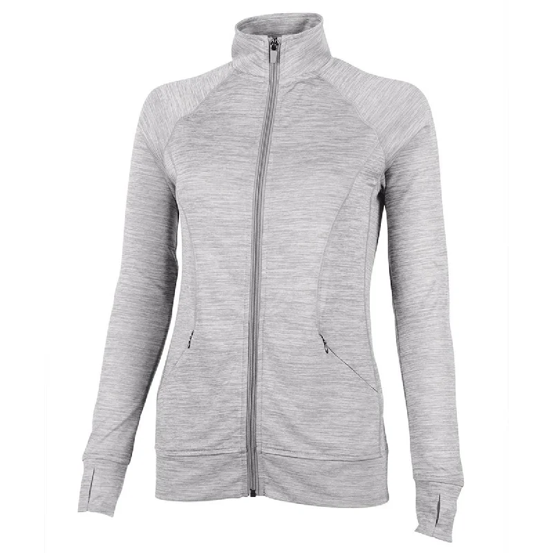 Charles River Women's Space Dye Grey Fitness Jacket Front Pockets Side Pockets Patch Pockets