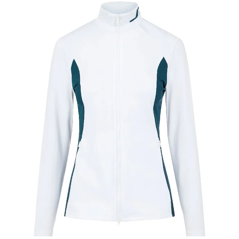 J. Lindeberg Therese Mid Layer White Womens Golf Jacket Belted Jacket Elasticated Jacket Padded Jacket