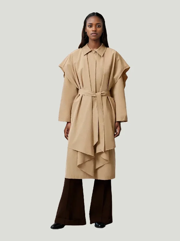 TOUCHÉ Oversized Loose Trench Coat Appliqued Beaded Sequined
