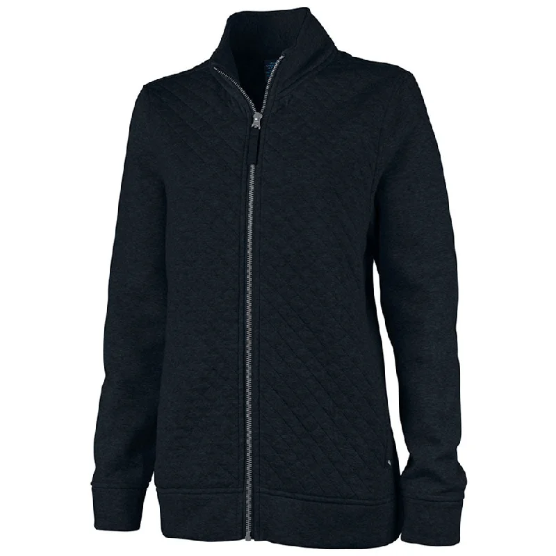 Charles River Women's Black Franconia Quilted Jacket Front Pockets Side Pockets Patch Pockets