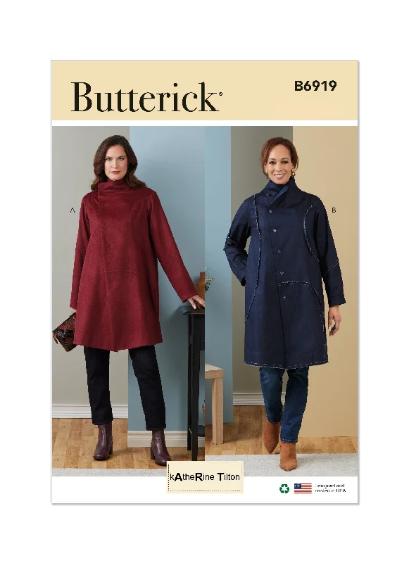 Butterick B6919 Misses' Coat Pockets Sleeves Lining