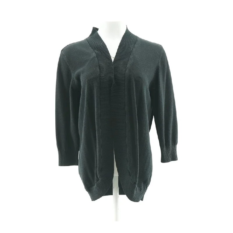 Black Solid Cardigan Sweater Houndstooth Herringbone Solid