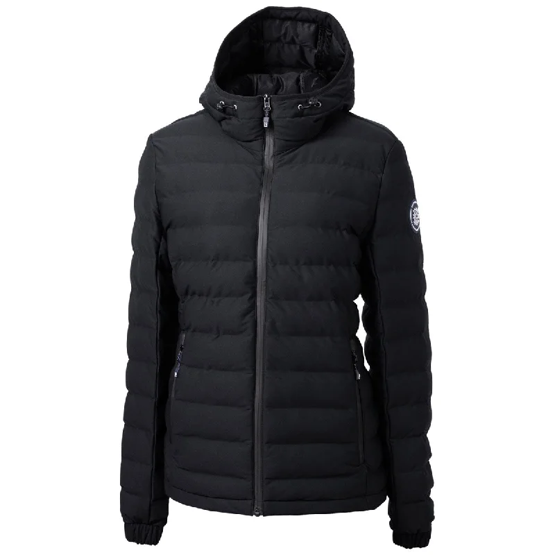 Cutter & Buck Women's Black Ridge Repreve Eco Insulated Puffer Jacket A-Line Jacket Boat Neck Shawl Collar