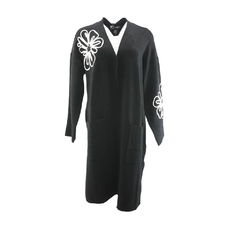 Black Solid Cardigan Sweater Lightweight Heavyweight Midweight