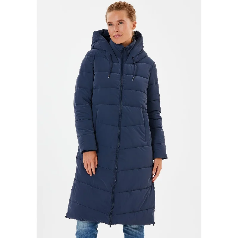 Woman Long Coat - Silk Touch Front Pockets Side Pockets Patch Pockets