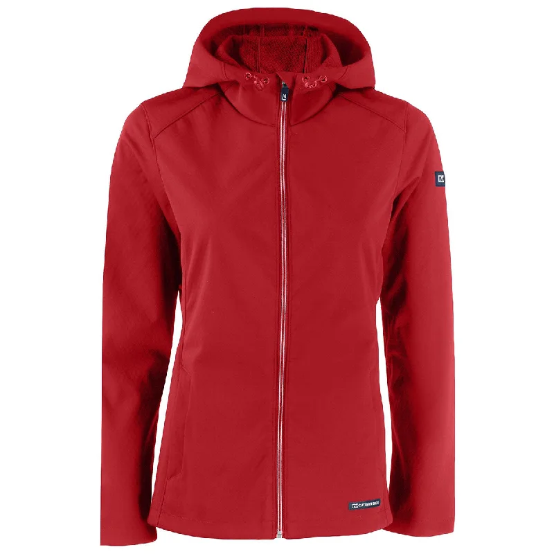 Cutter & Buck Women's Cardinal Red Evoke Eco Softshell Recycled Full Zip Jacket Knit Jacket Woven Jacket Fleece Jacket