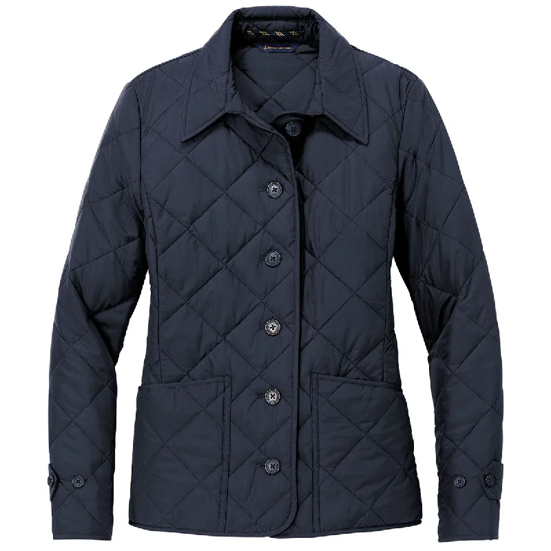 Brooks Brothers Women's Night Navy Quilted Jacket Hooded Jacket Caped Jacket Shawl Collar Jacket