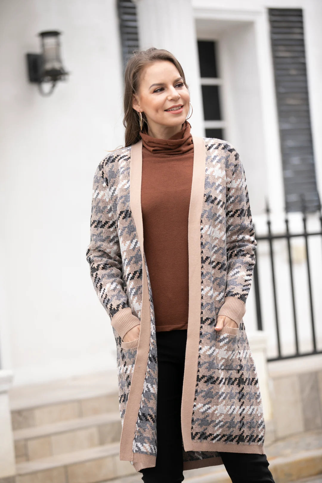 Orange Heather's Reversible Cardigan Striped Floral Plaid