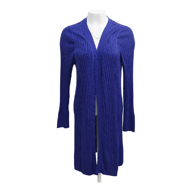 Purple Solid Cardigan Sweater Open Front Closed Front Wrap Front