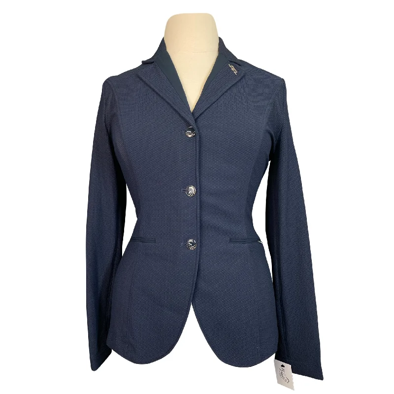 AA Platinum 'MotionLite' Show Coat in Navy - Women's Large Denim Leather Suede
