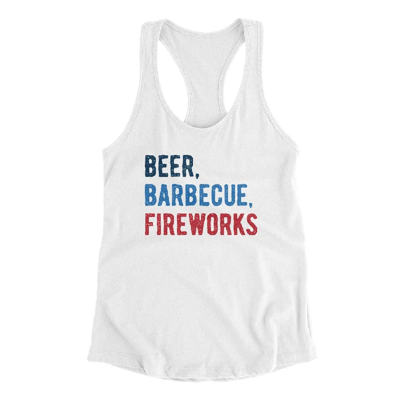 Beer, Barbecue, Fireworks Women's Racerback Tank sleep tank top