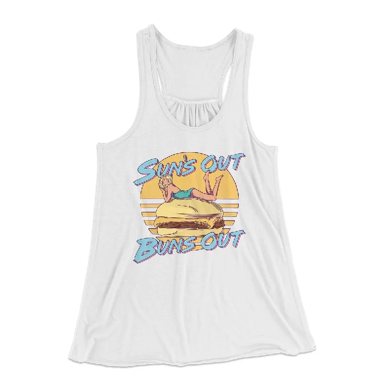 Sun's Out Buns Out Funny Women's Flowey Tank Top lace tank top