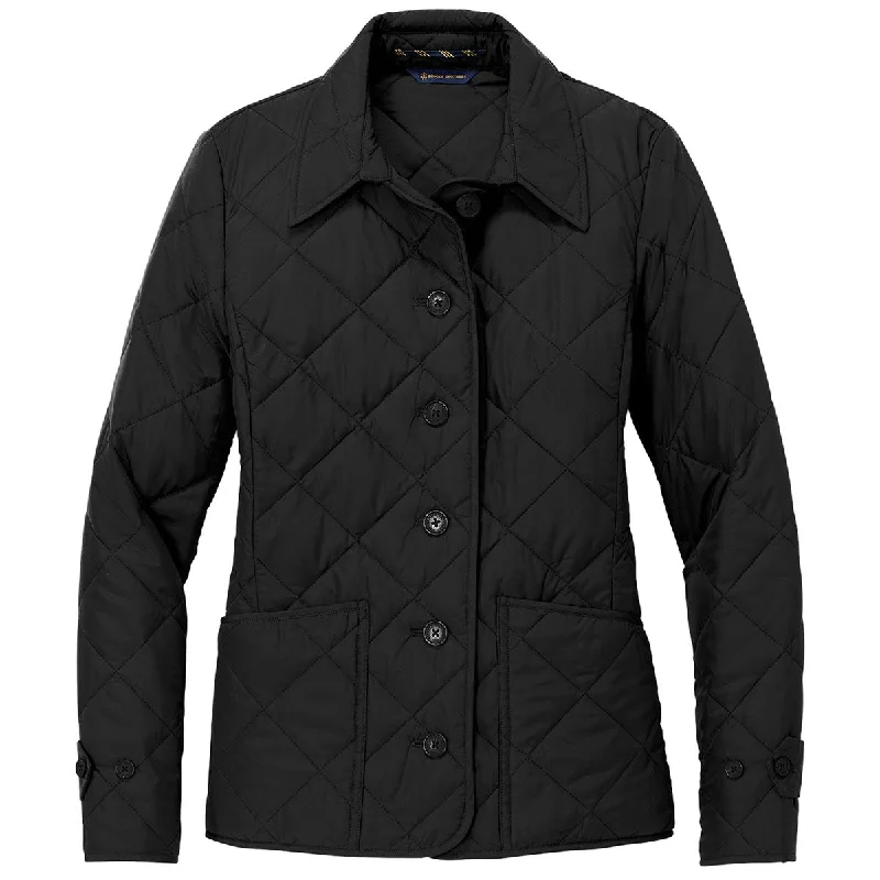 Brooks Brothers Women's Deep Black Quilted Jacket One-Shoulder Jacket Off-the-Shoulder Jacket Asymmetrical Jacket