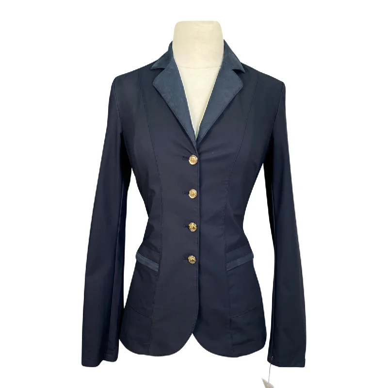 Sarm Hippique 'Antea EQ' Classic Show Coat in Navy - Women's EU 40 (US 8) Turtleneck Jacket Crew Neck Jacket V-Neck Jacket