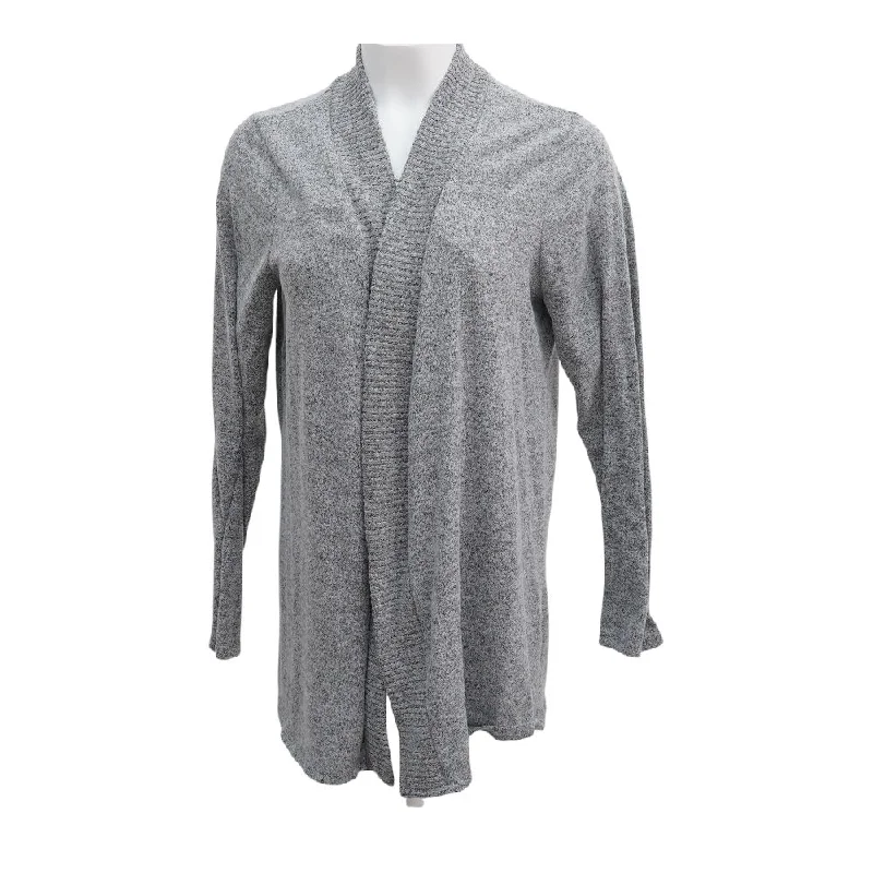 Gray Solid Cardigan Sweater Spandex Rayon Corduroy