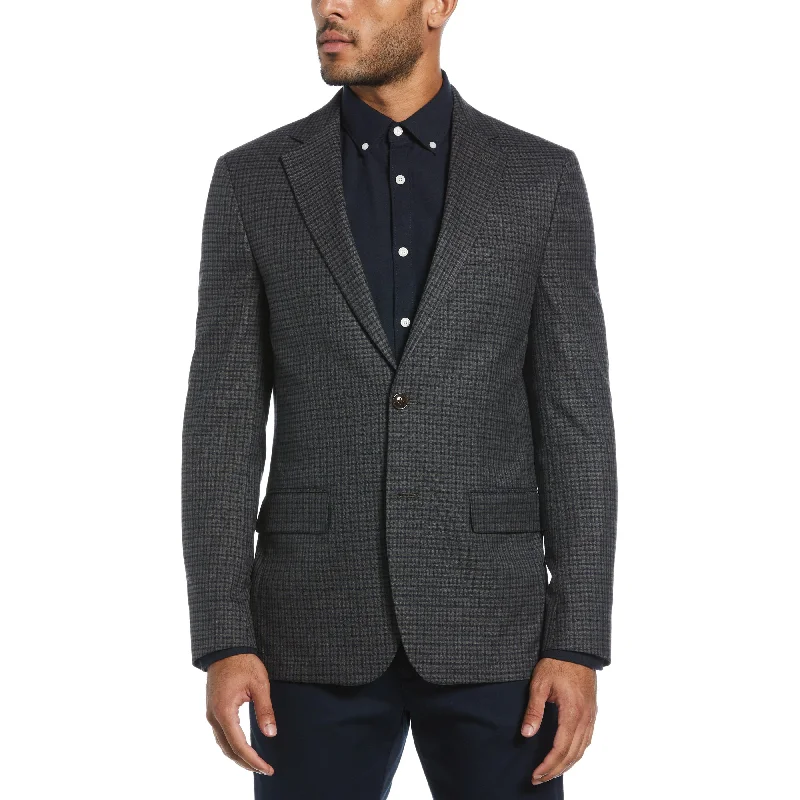 Slim Fit Mini Plaid Sport Coat Nylon Polyester Spandex