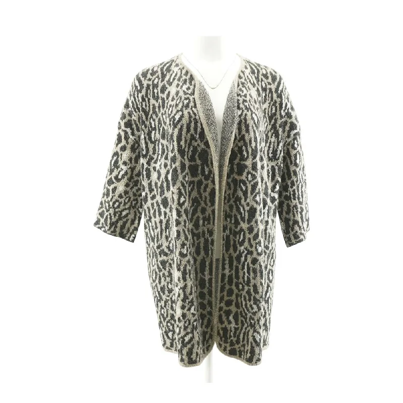 Black Animal Print Cardigan Sweater Knit Fabric Woven Fabric Fleece Fabric