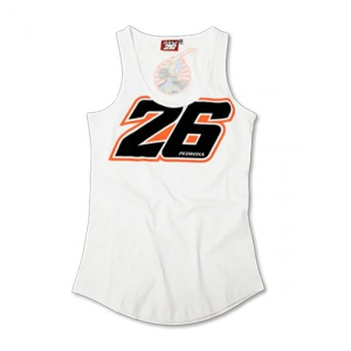 New Official Dani Pedrosa Womans White Tank Top - Dpwtt 75206 off shoulder tank