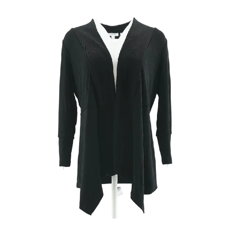 Black Solid Cardigan Sweater Fitted Slim Tailored