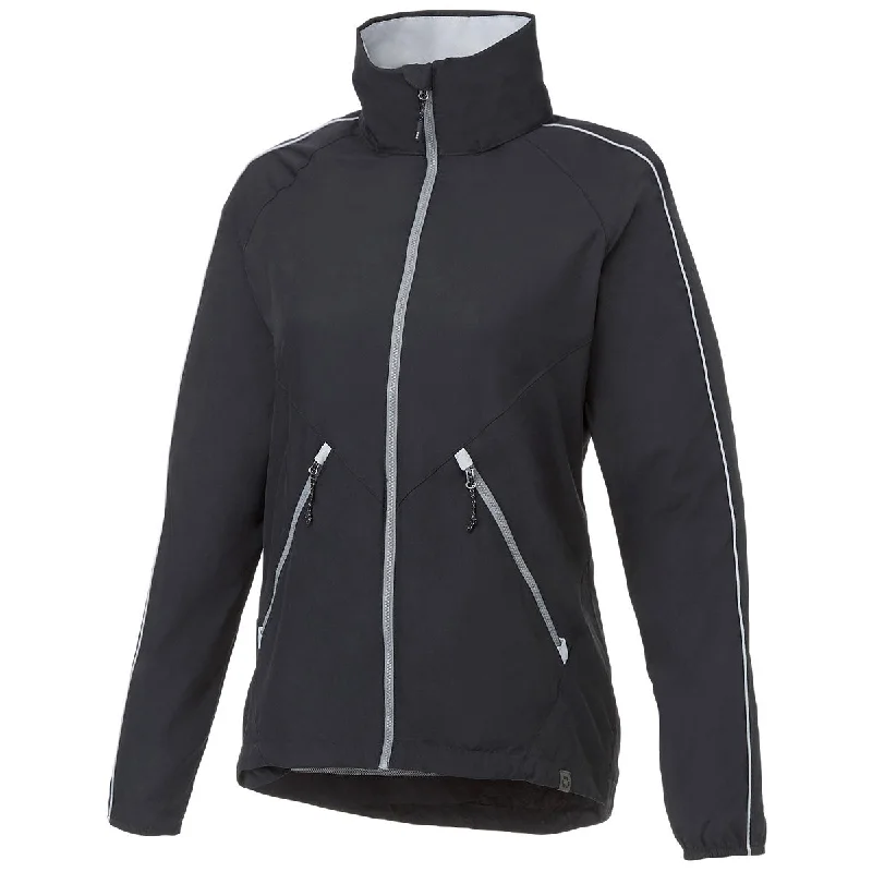 Elevate Women's Black/Silver Rincon Eco Packable Jacket Rayon Fabric Velvet Fabric Corduroy Fabric