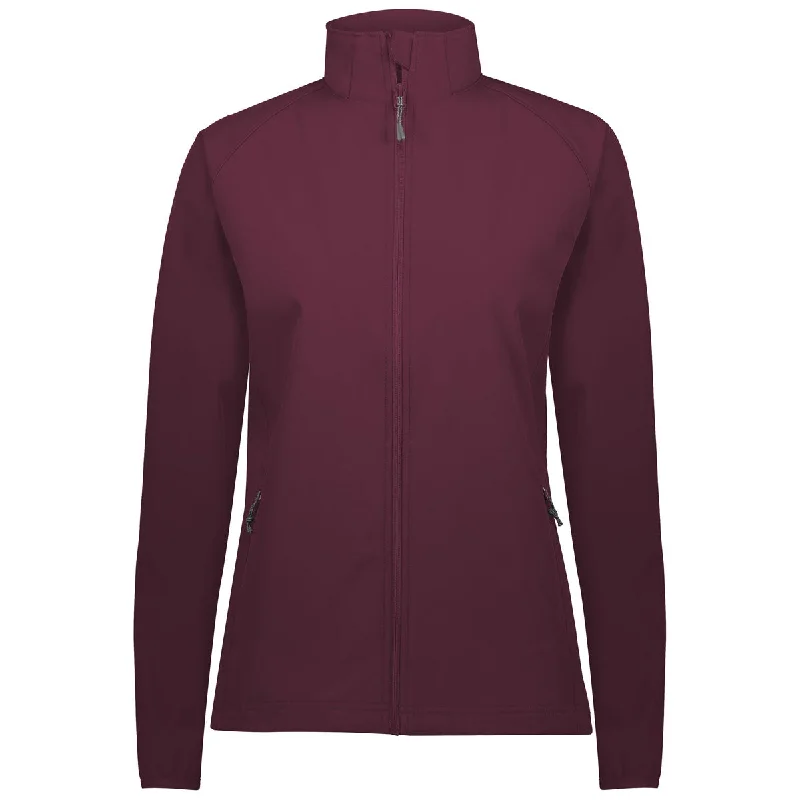 Holloway Women's Maroon Featherlight Soft Shell Jacket Notch Collar Jacket Peter Pan Collar Jacket Cowl Neck Jacket