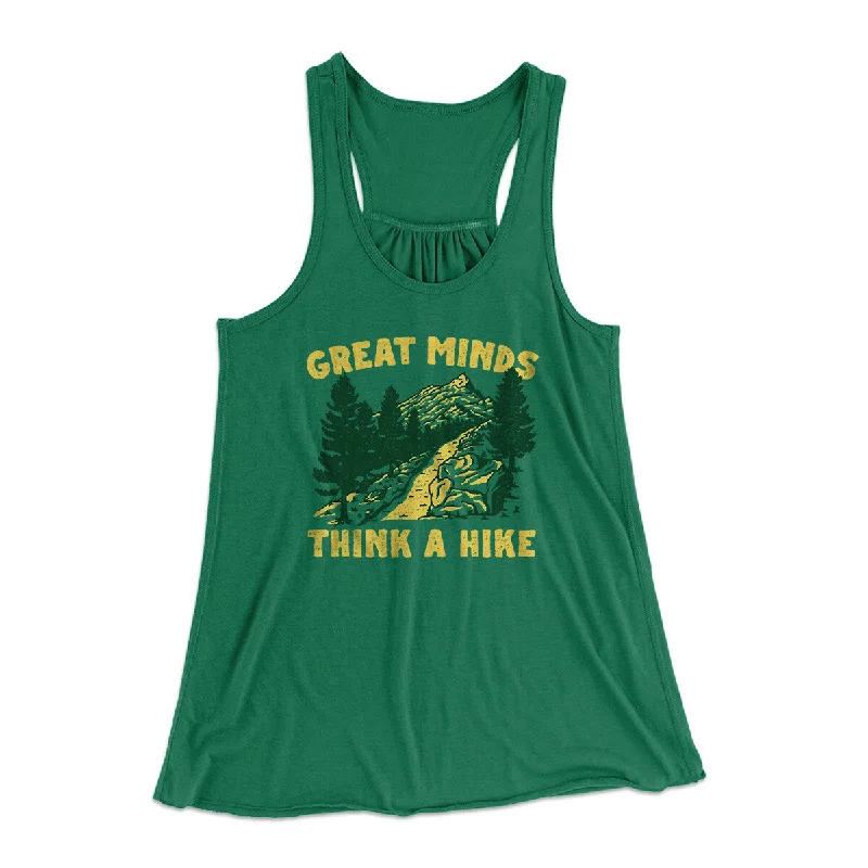 Great Minds Think A Hike Women's Flowey Racerback Tank Top beige tank top