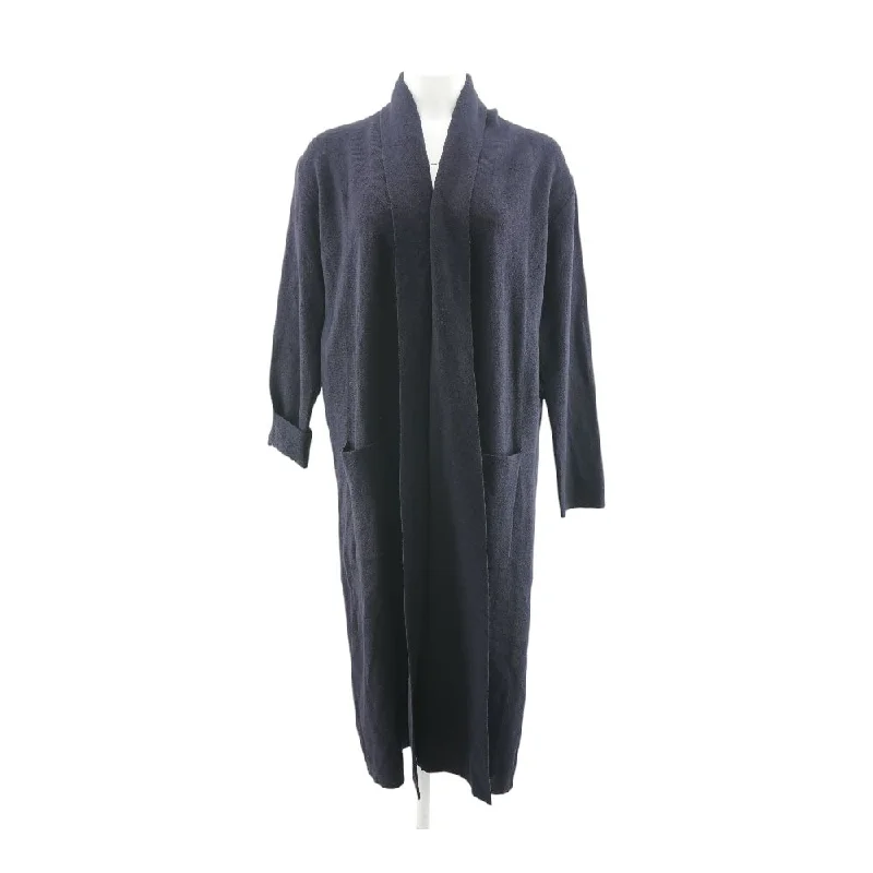 Navy Solid Cardigan Sweater Elegant Classic Vintage