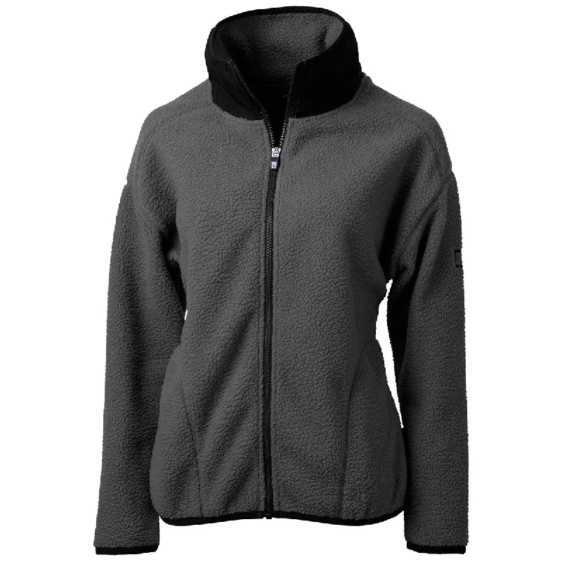 Cutter & Buck Women's Elemental Grey/Black Cascade Eco Sherpa Fleece Jacket Nylon Jacket Polyester Jacket Spandex Jacket