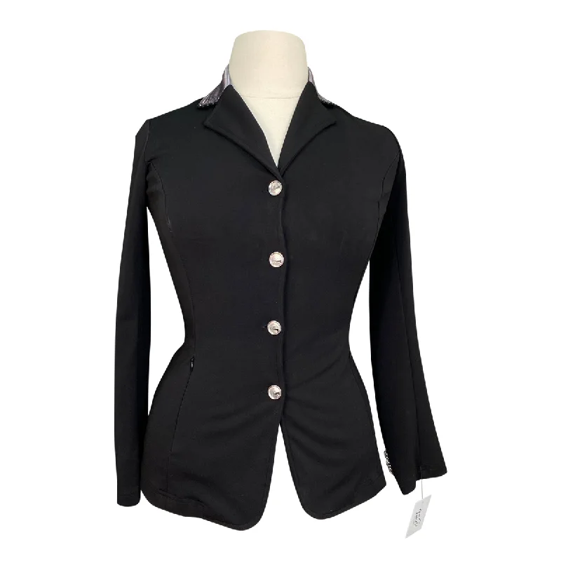 Grand Prix Custom 'Classic' Sport Show Coat in Black w/Grey - Women's 12 Tall (US 6 Tall) Square Neck One-Shoulder Off-the-Shoulder