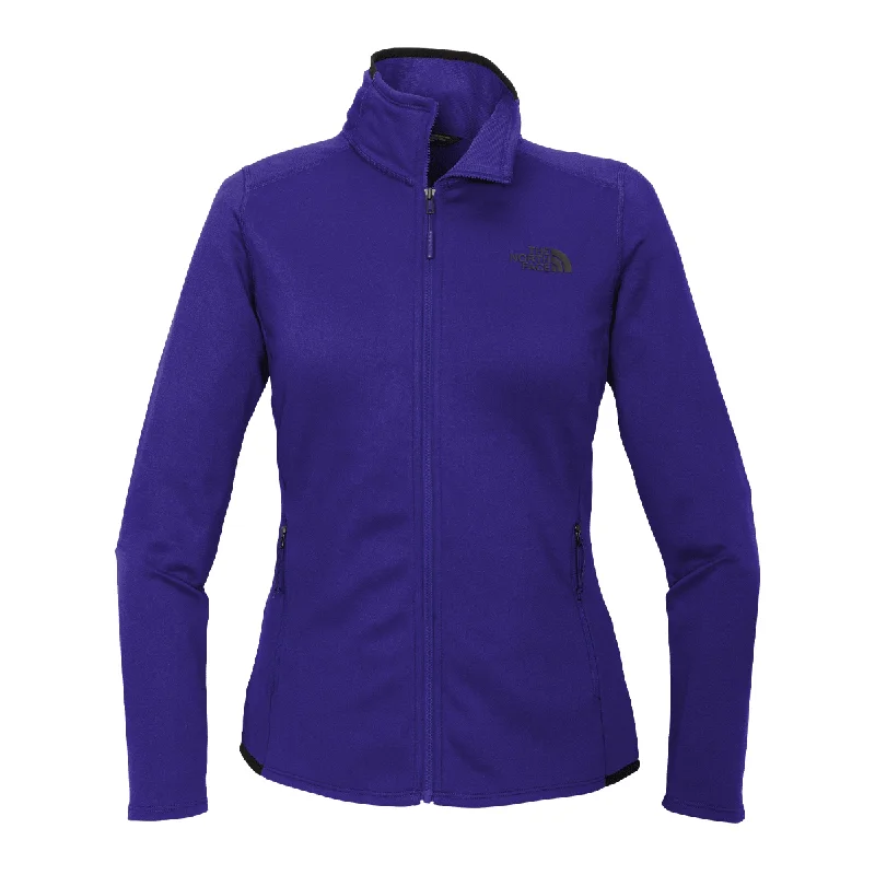 The North Face Women's Lapis Blue Skyline Full-Zip Fleece Jacket Front Pockets Side Pockets Patch Pockets