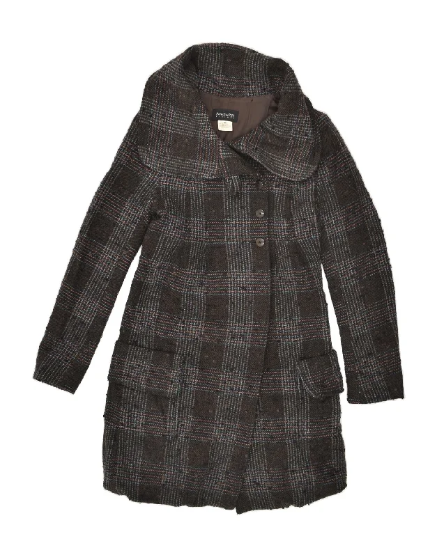 PATRIZIA PEPE Womens Overcoat IT 42 Medium Grey Check Wool