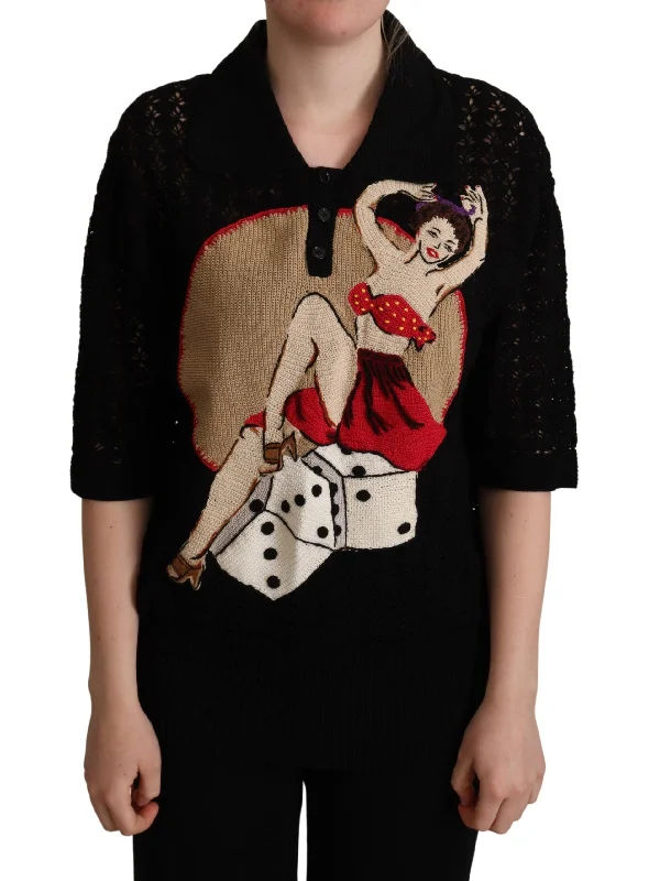 Embroidered Short Sleeve Luxury Sweater