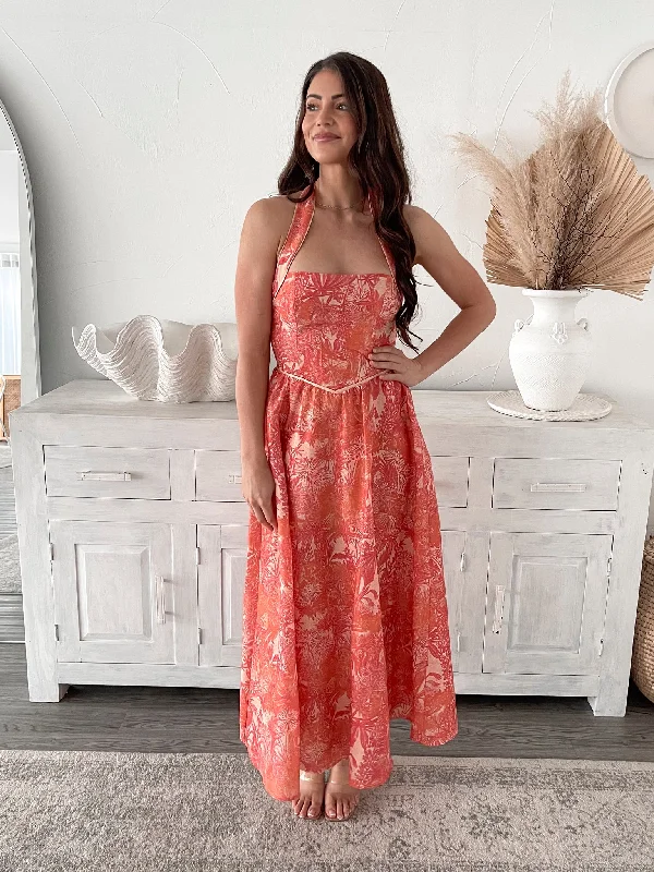 Glynice Dress - Orange Print