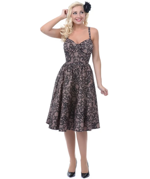Jennifer Pink Lace Cotton 1950's Swing Dress by Stop Staring!