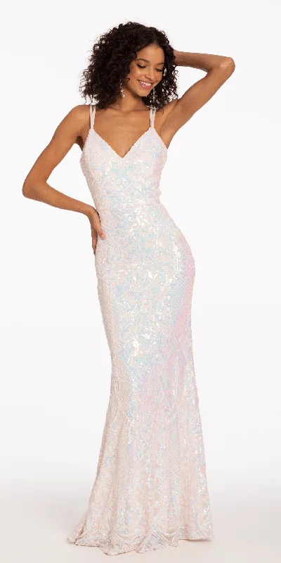 Mermaid Sequin X Back Lace Up Dress