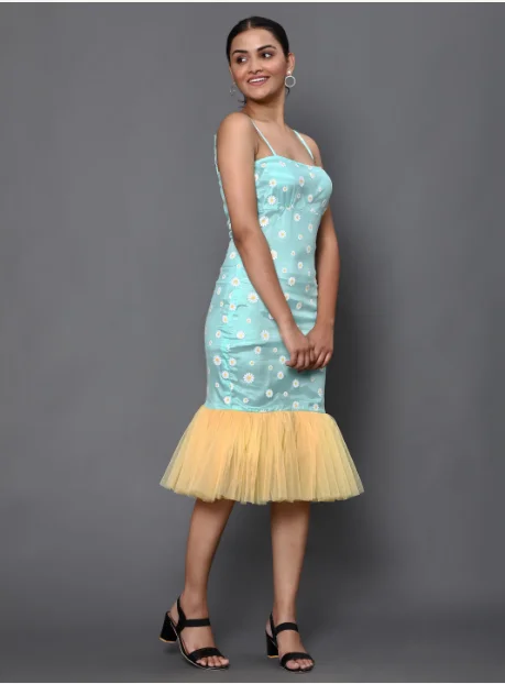 Women's Marigold Net Dress - Khumaar-Shuchi Bhutani