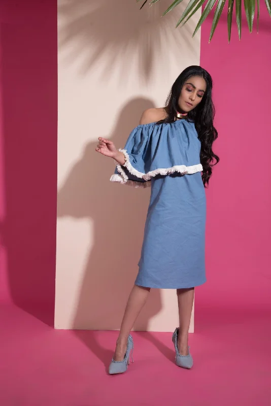 Women's Blue Bliss Dress - Khumaar- Shuchi Bhutani
