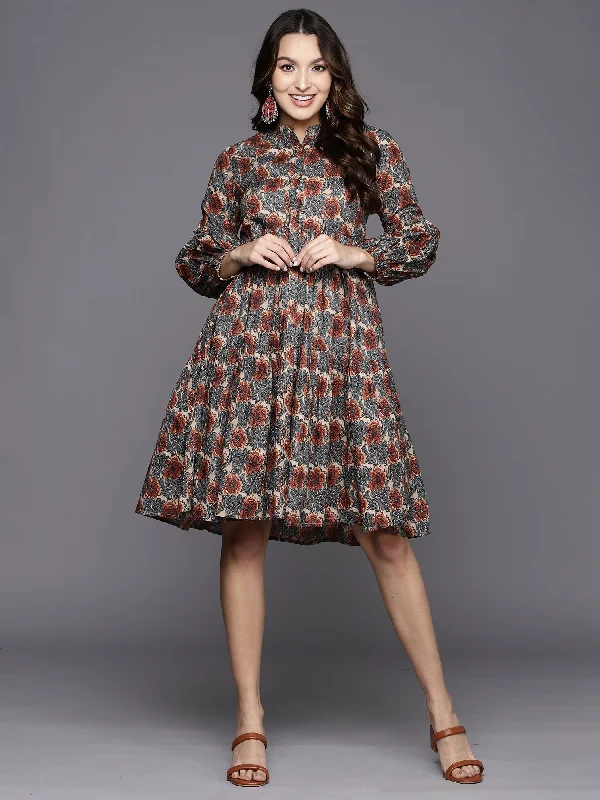 Women's Multi Printed A-Line Ethnic Dress - Indo Era