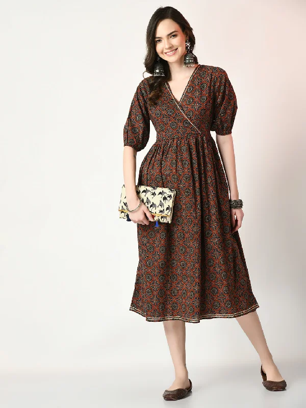 Women's Multi Empire Printed Dress - Myshka